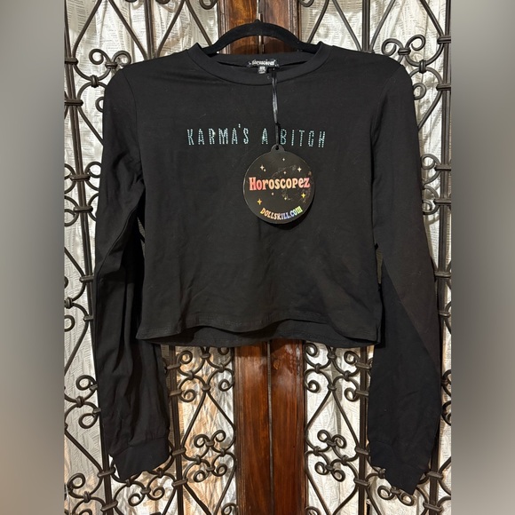 Dolls Kill Tops - Dolls Kill Black Karma Crop Top